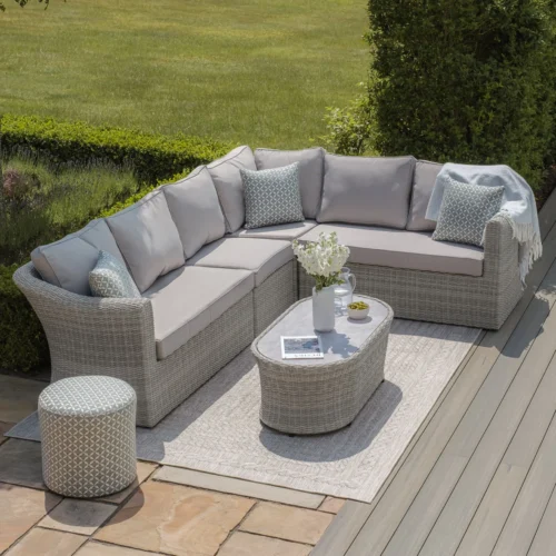 A Oxford Large Rattan Corner Sofa Set with Armchair - Ceramic Glass